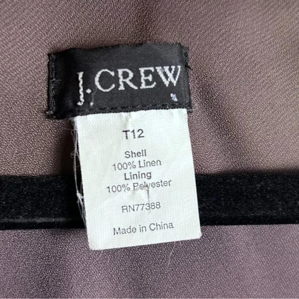 J. Crew‎ dress size 12 Tall long line linen brown minimalist relaxed slimming